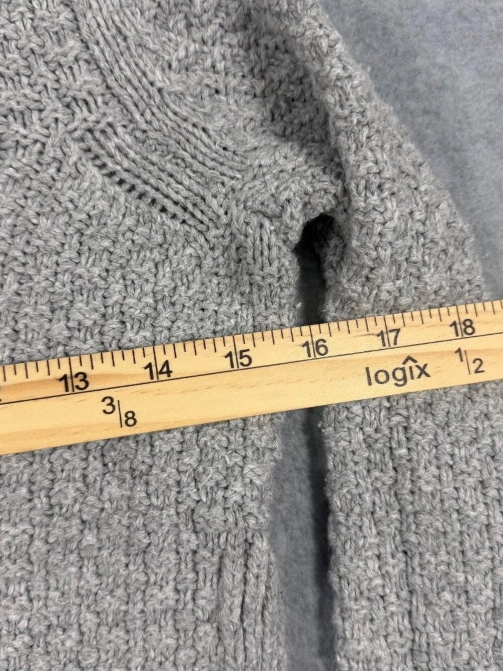 LOFT Women's XS Gray Mixed Media Textured Knit Woven Back Sweater